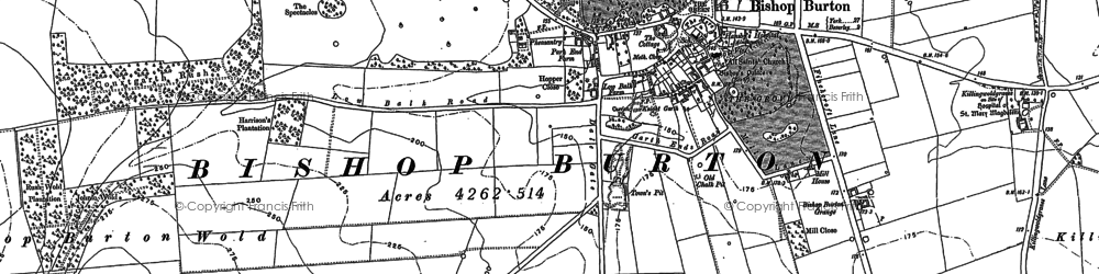 Old map of Bishop Burton in 1889