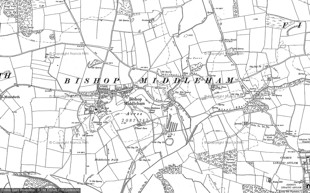 Old Map of Bishop Middleham, 1896 in 1896