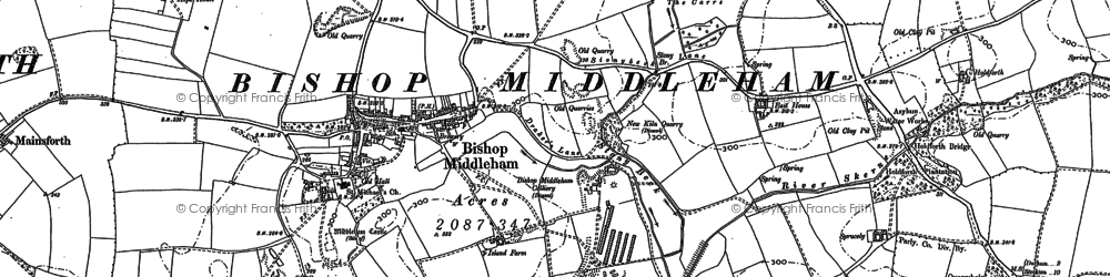 Old map of Bishop Middleham in 1896