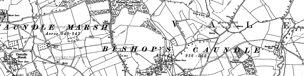 Old map of Bishop's Caundle in 1886