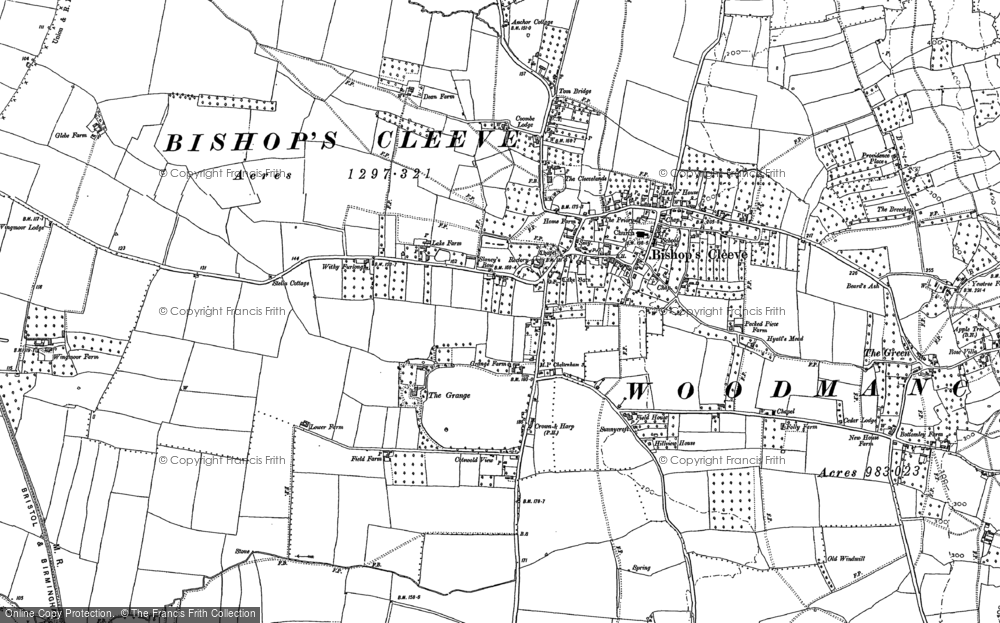 Old Map of Bishop's Cleeve, 1883 in 1883