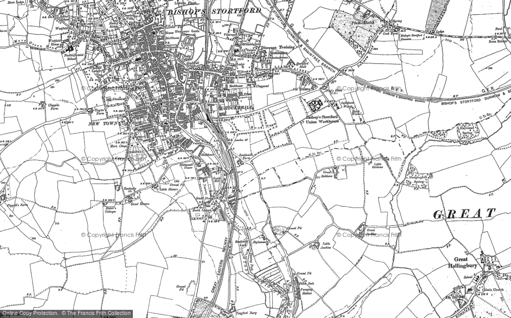 Old Map of Historic Map covering Bishop's Stortford in 1923