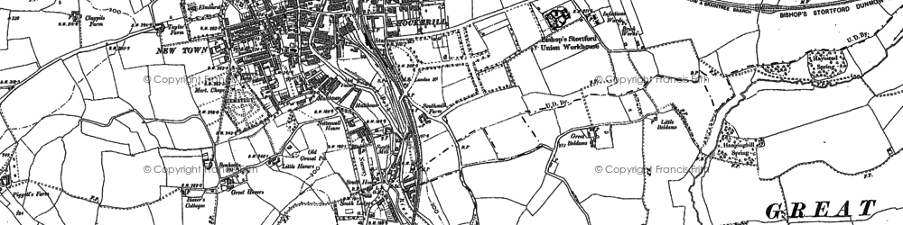Old map of Hockerill in 1923