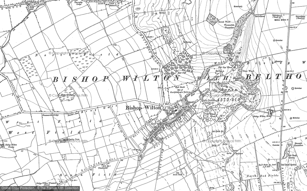 Old Map of Historic Map covering Bishop Wilton Wold in 1890
