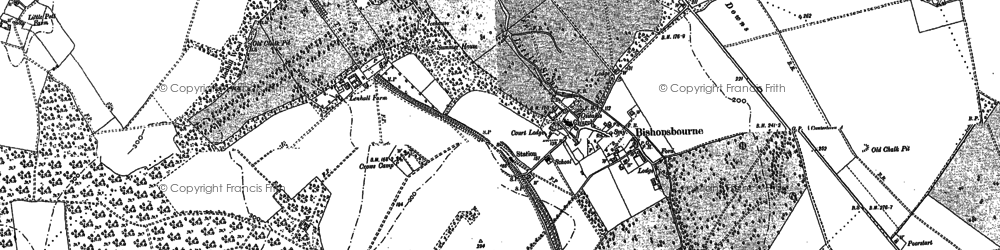 Old map of Bishopsbourne in 1895