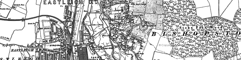 Old map of Bishopstoke in 1895