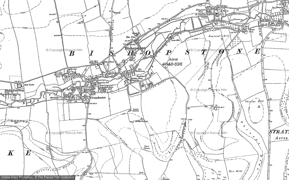 Old Map of Bishopstone, 1884 - 1908 in 1884