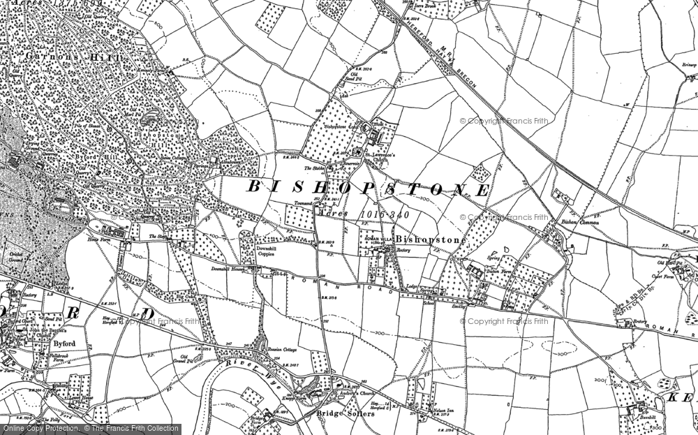 Old Map of Historic Map covering Bishon Common in 1886