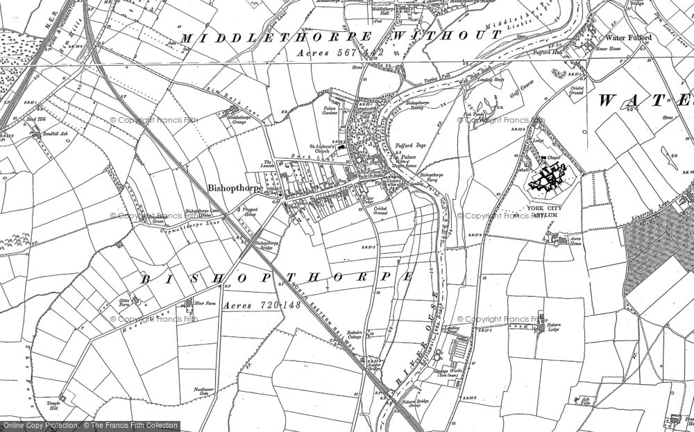 Old Map of Bishopthorpe, 1890 - 1891 in 1890
