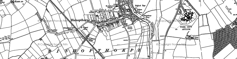 Old map of Bishopthorpe in 1890