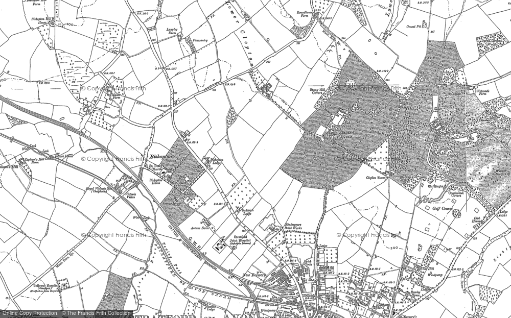 Old Map of Historic Map covering Bishopton Hill in 1885