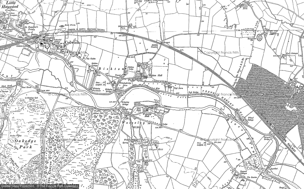 Old Map of Historic Map covering Sow in 1881