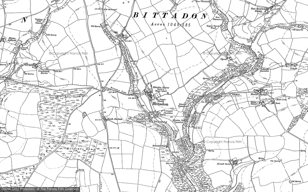Old Map of Bittadon, 1886 in 1886
