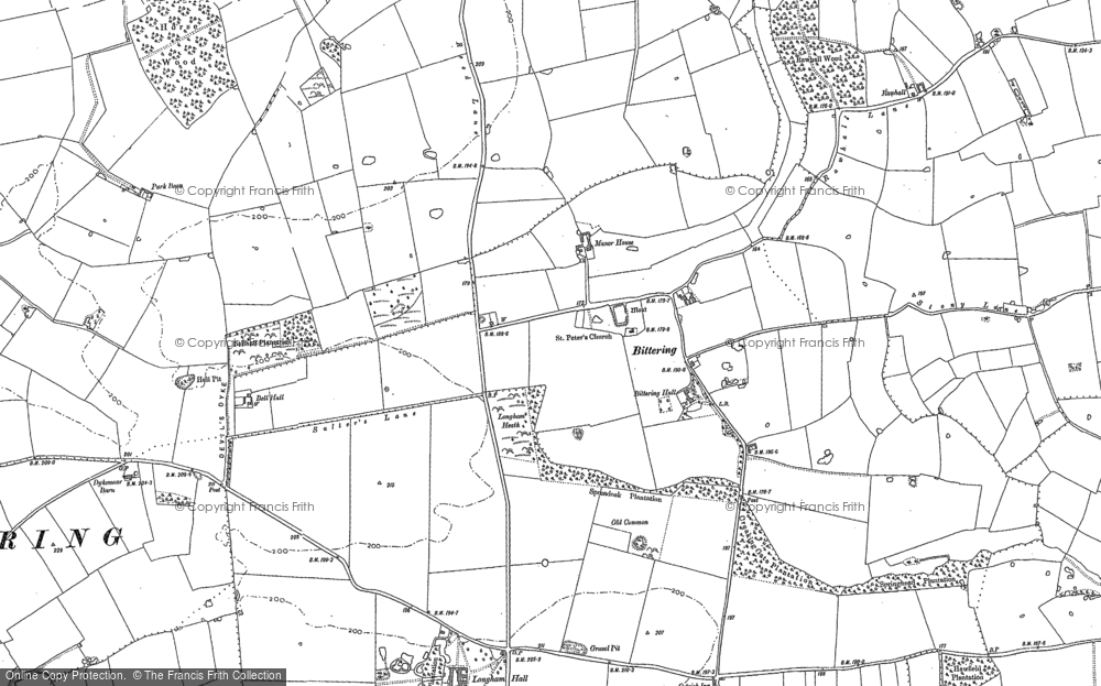 Old Map of Historic Map covering Launditch in 1883