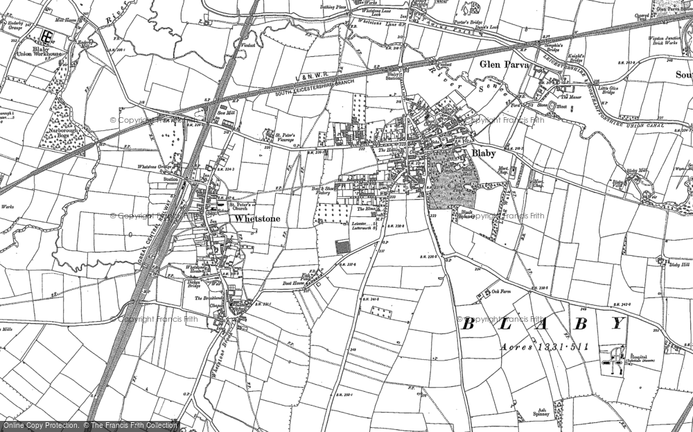 Old Map of Blaby, 1885 in 1885