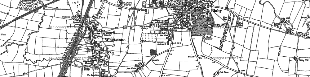 Old map of Blaby in 1885