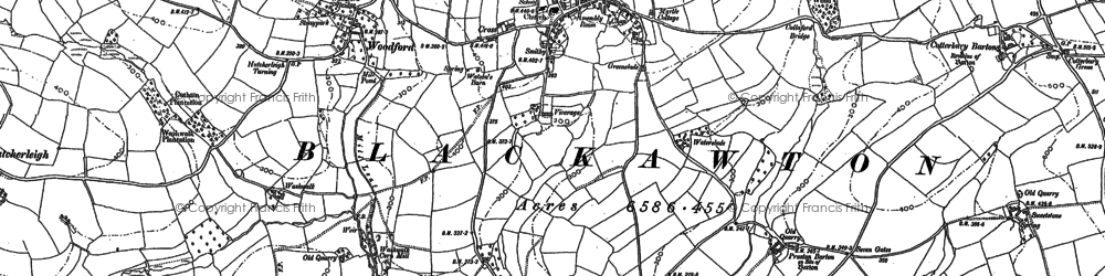 Old map of Blackawton in 1886