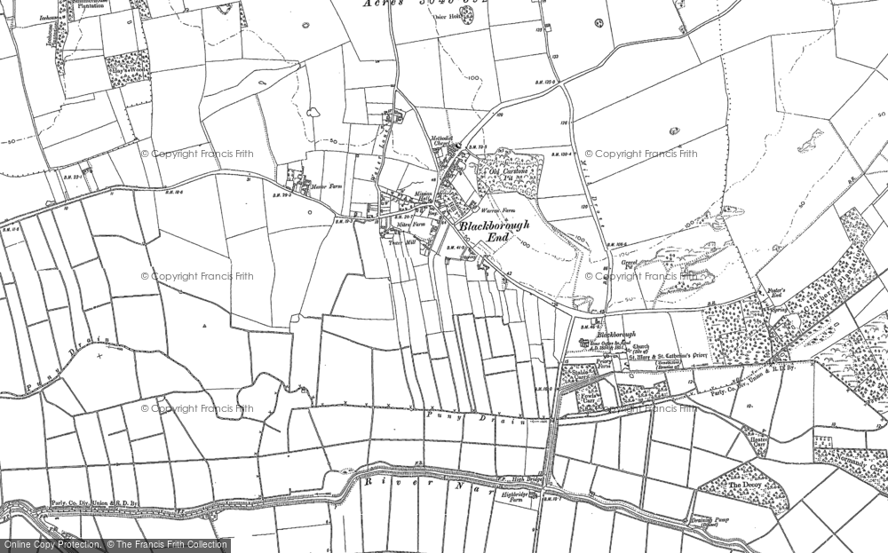 Old Map of Historic Map covering Blackborough in 1884