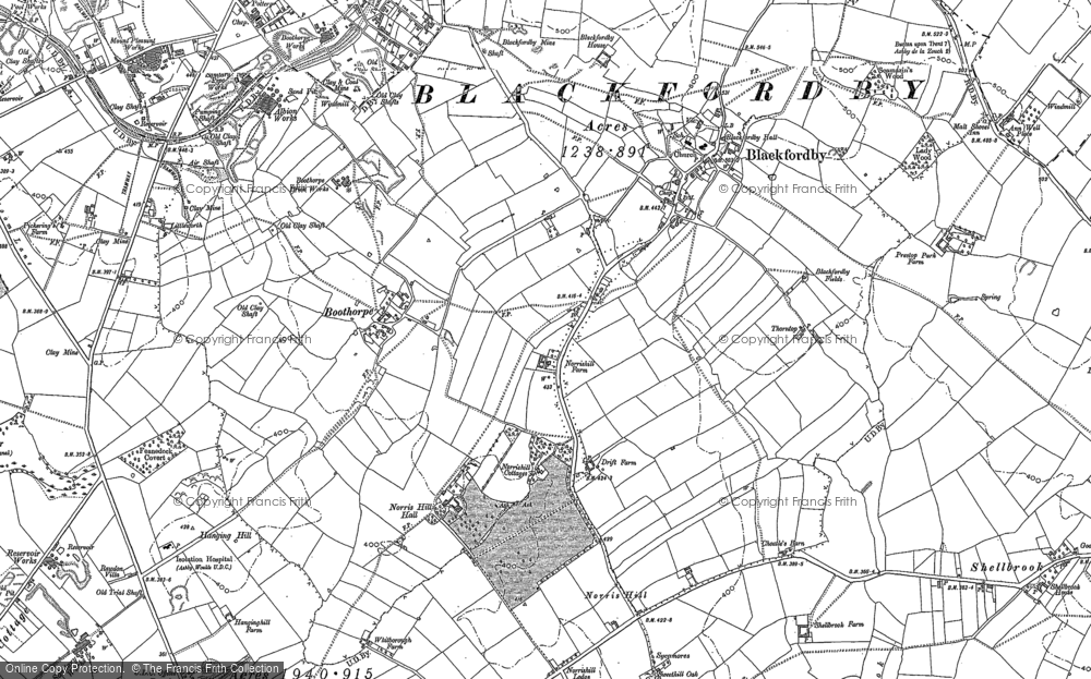 Old Map of Historic Map covering Blackfordby Ho in 1900