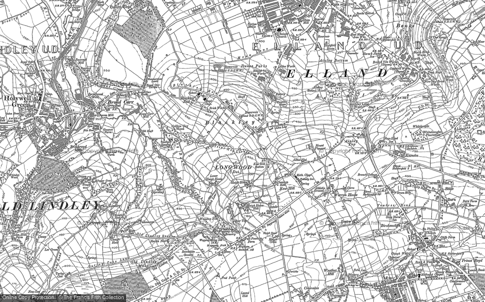 Old Map of Historic Map covering Broad Carr in 1890