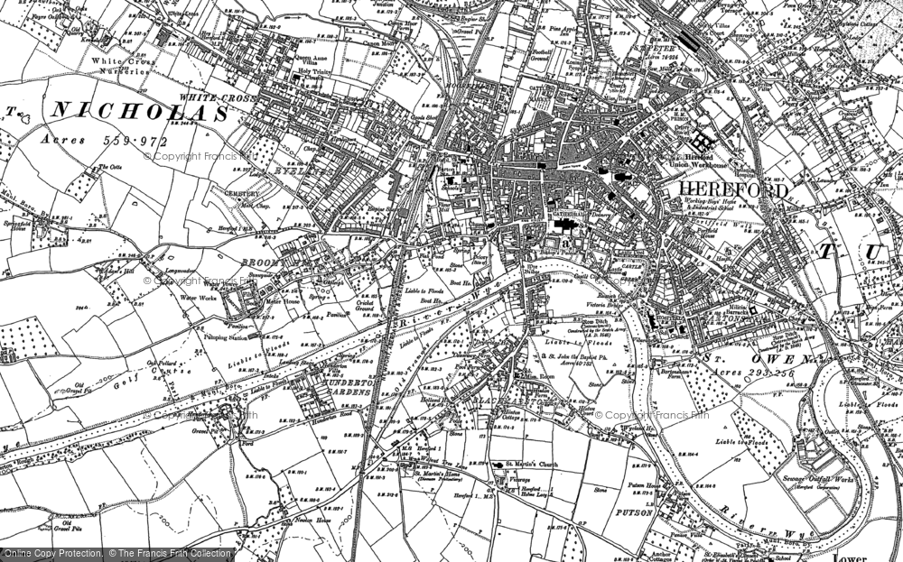 Old Map of Historic Map covering Moor Park in 1885