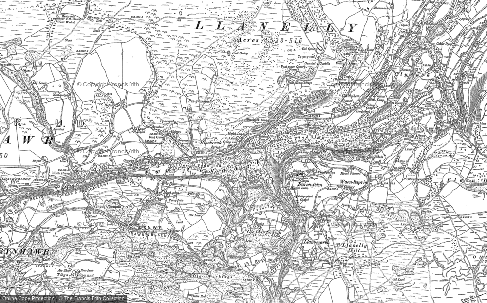 Old Map of Historic Map covering Cwm Nant-gam in 1879