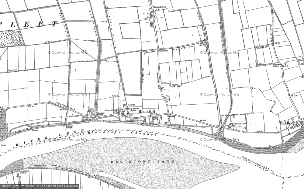 Old Map of Historic Map covering Blacktoft Channel in 1888