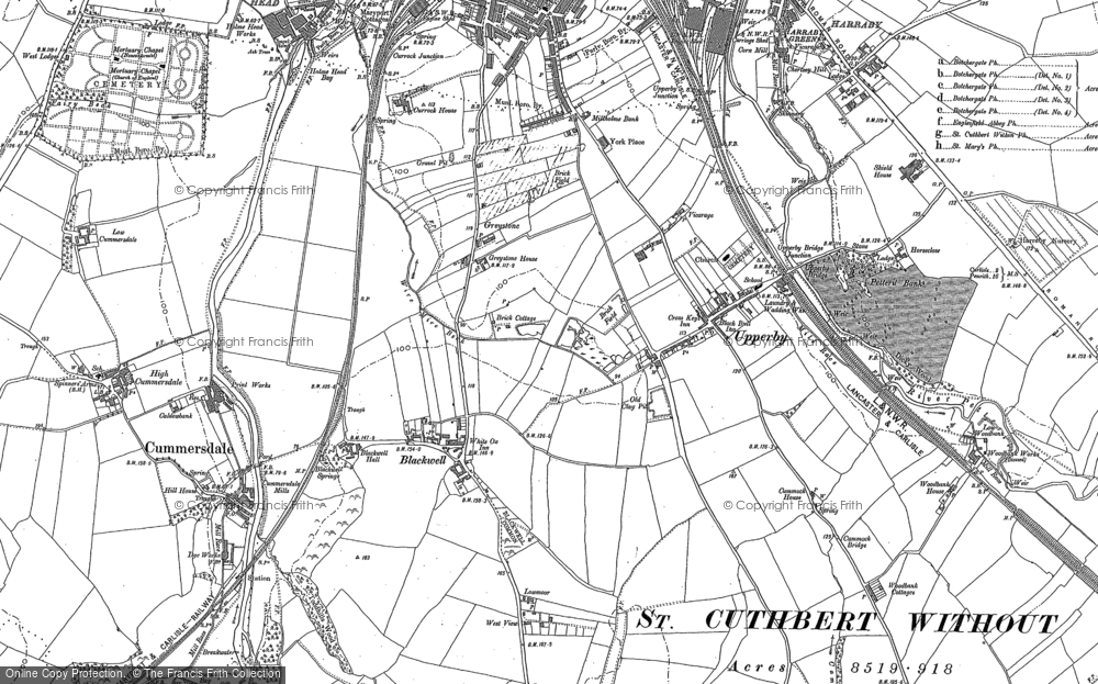 Old Map of Historic Map covering Upperby in 1899