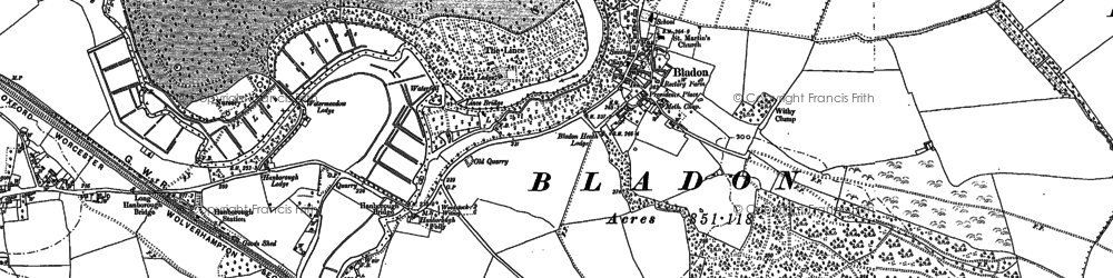 Old map of Bladon in 1898
