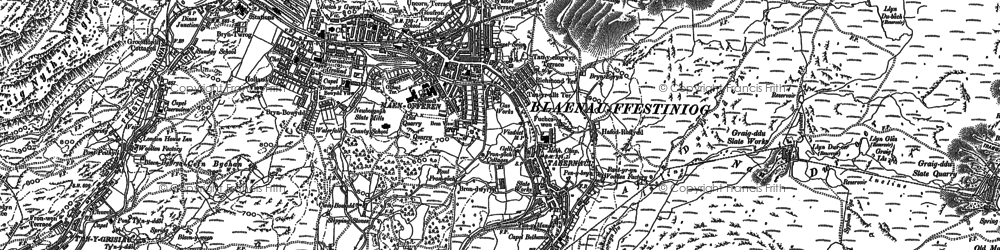 Old map of Blaenau Ffestiniog in 1899