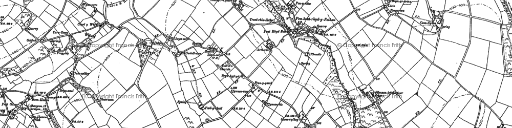 Old map of Ceredigion Coast Path in 1904