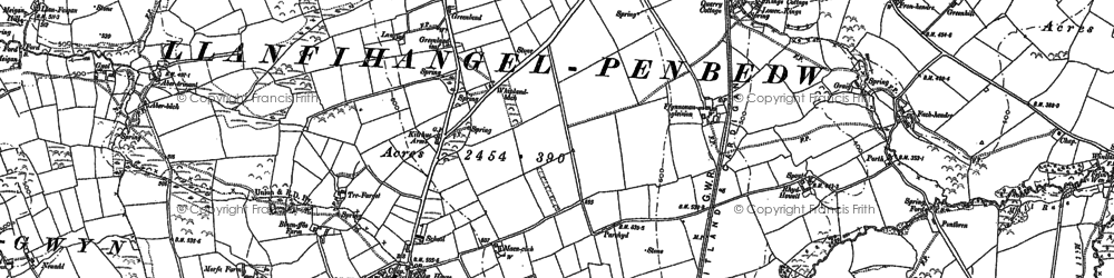 Old map of Llanfair-Nant-Gwyn in 1888