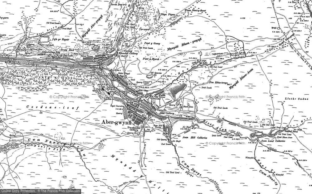 Old Map of Historic Map covering Mynydd Caerau in 1897
