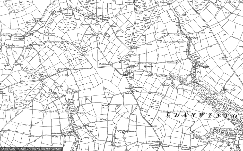 Old Map of Historic Map covering Blaenpant in 1887