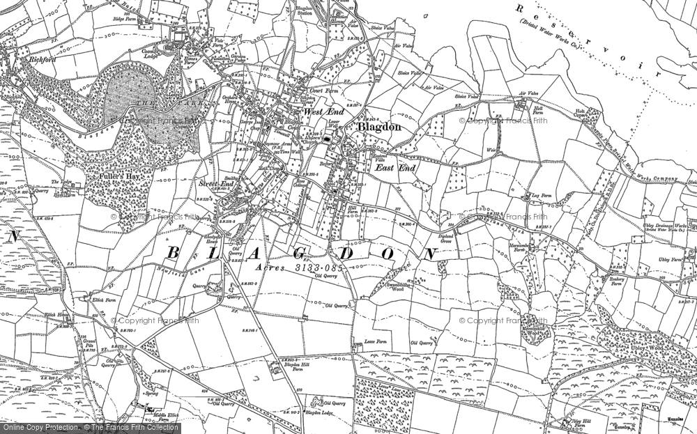 Old Map of Blagdon, 1883 - 1884 in 1883
