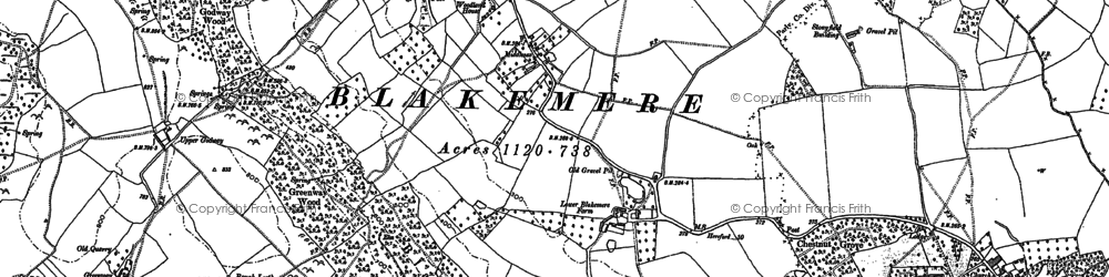 Old map of Blakemere in 1886