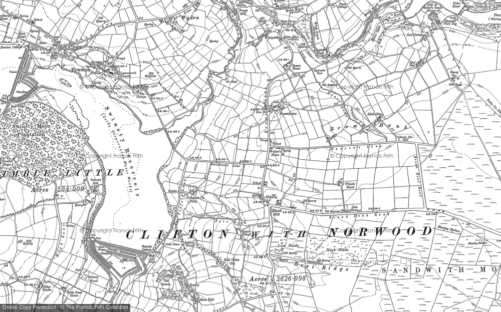 Old Map of Historic Map covering Worstall Craggs in 1907