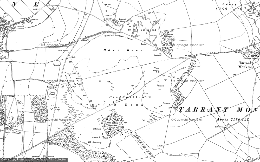 Old Map of Blandford Camp, 1886 - 1887 in 1886