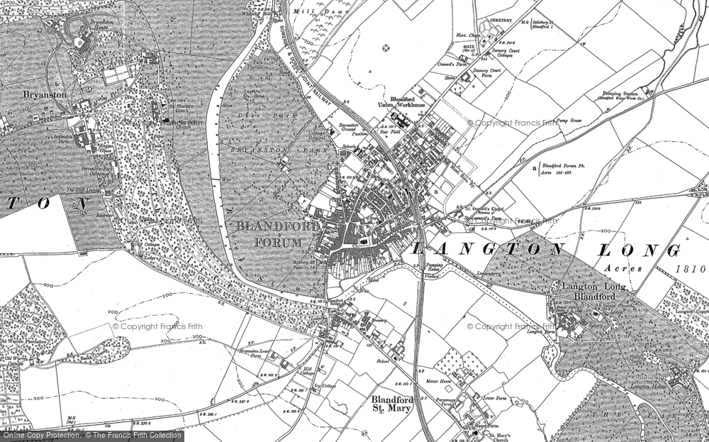 Old Map of Blandford Forum, 1887 in 1887
