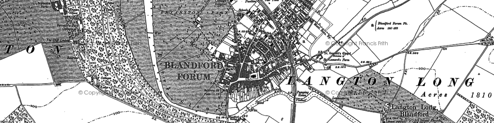 Old map of Blandford Forum in 1887