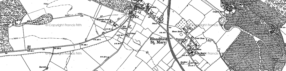 Old map of Blandford St Mary in 1887