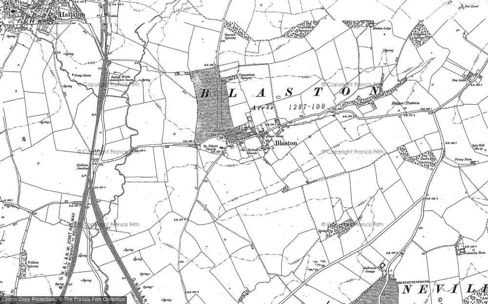 Old Map of Historic Map covering Nevill Holt Hall (Sch) in 1899