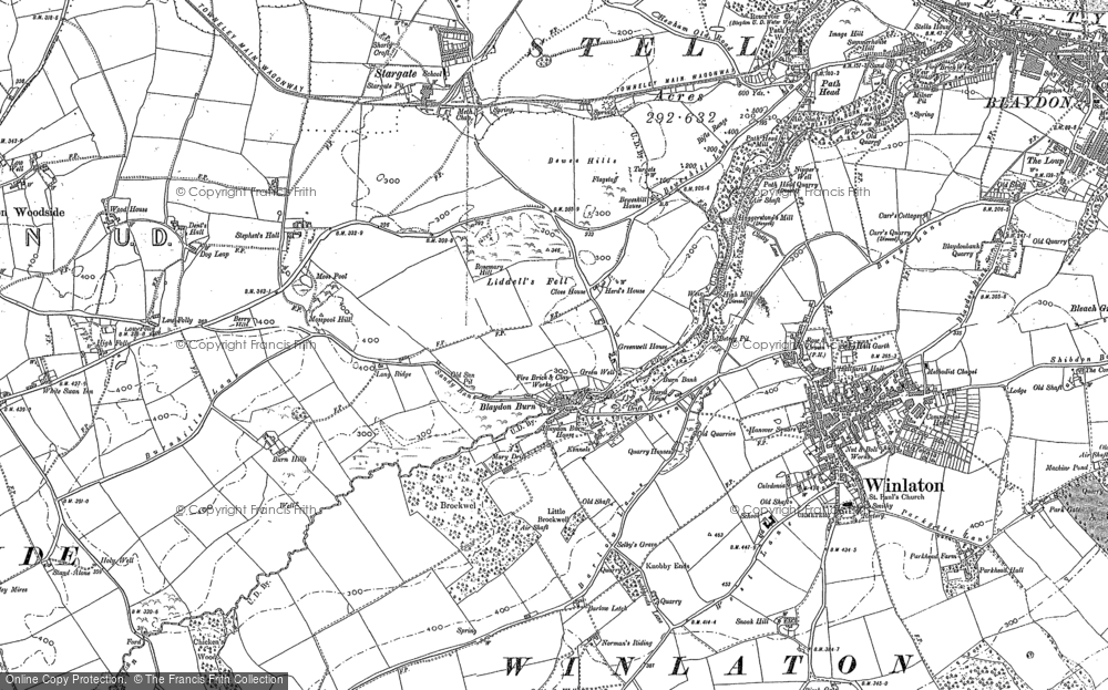 Old Map of Blaydon Burn, 1895 - 1915 in 1895