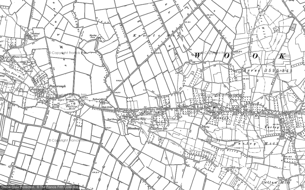 Old Map of Bleadney, 1884 in 1884
