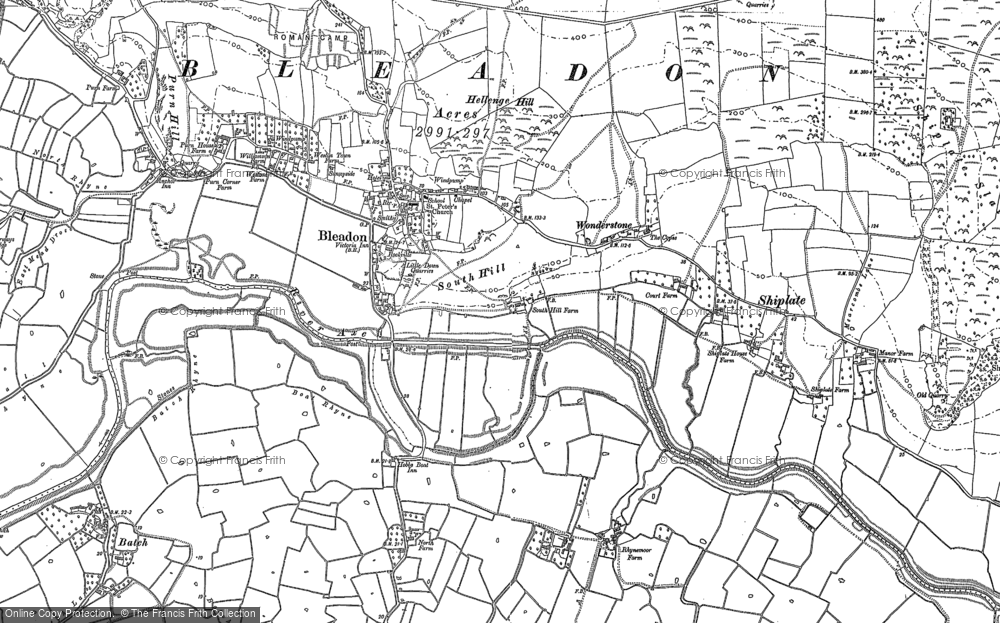 Old Map of Historic Map covering Bleadon Level in 1884