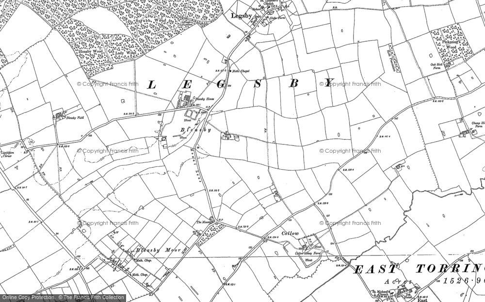 Old Map of Bleasby, 1886 in 1886