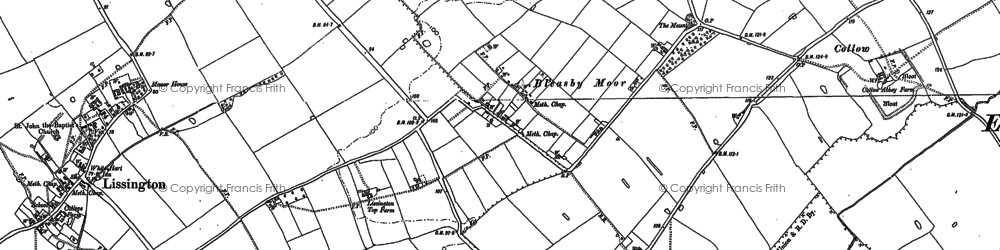 Old map of Bleasby Moor in 1886