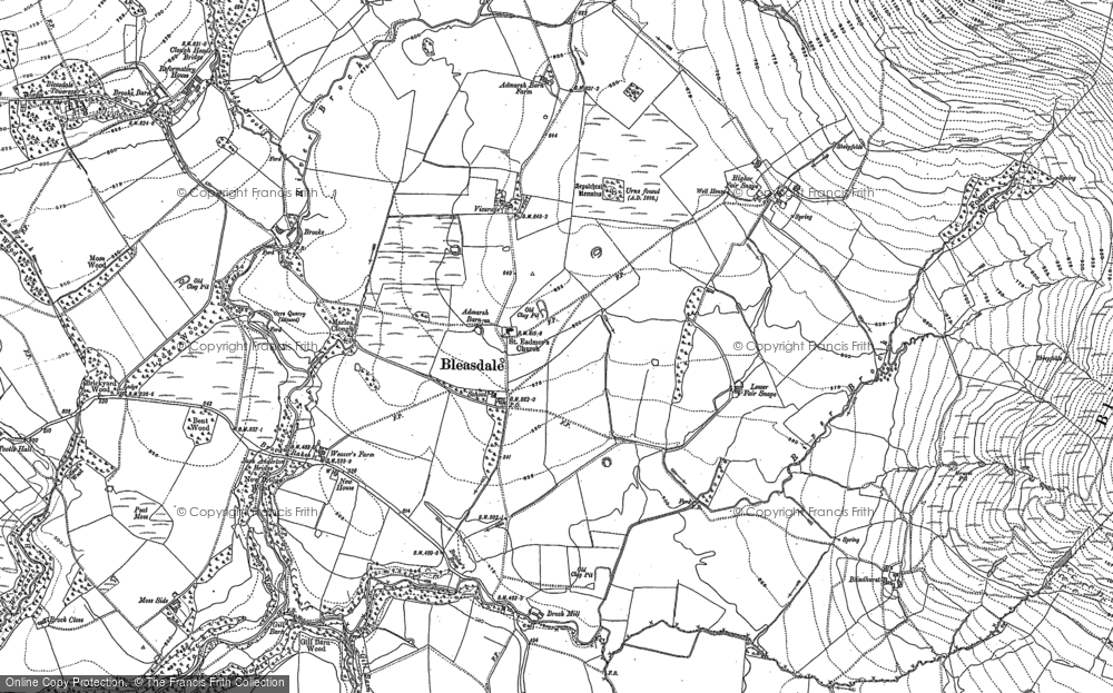 Old Map of Historic Map covering Blindhurst Fell in 1910
