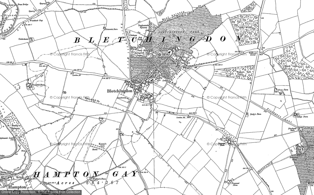 Old Map of Historic Map covering Bletchingdon Park in 1898