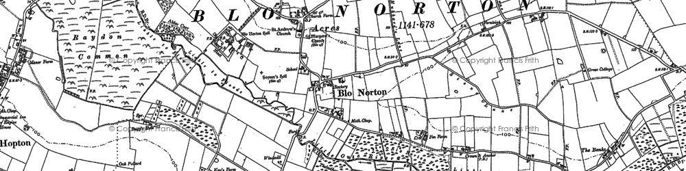 Old map of Blo' Norton in 1903